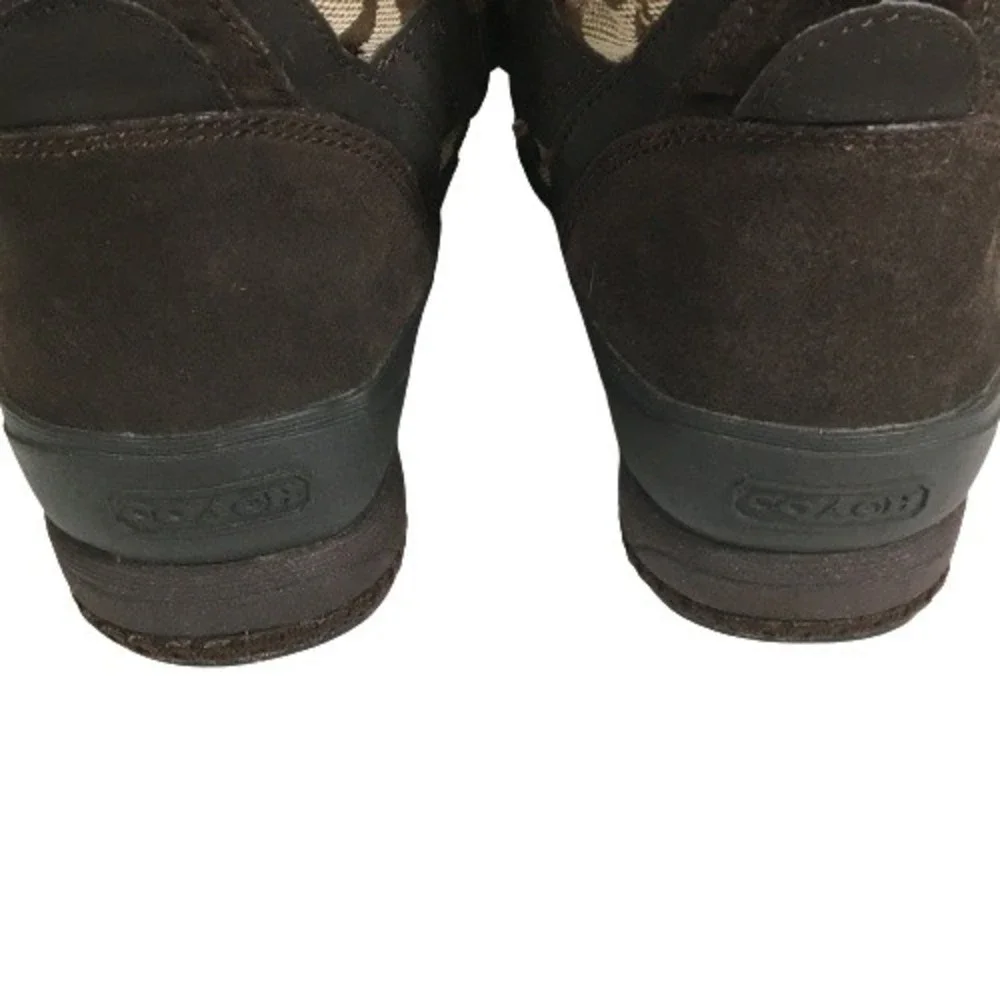 Coach Mariette Winter Snow Boot Sz 6M A7185 Signature Canvas Suede Fur Trim